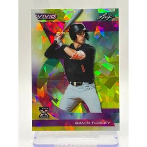2024 Leaf Vivid Gavin Turley Rookie Yellow Crystal Refractor 7/10 SP Athletics